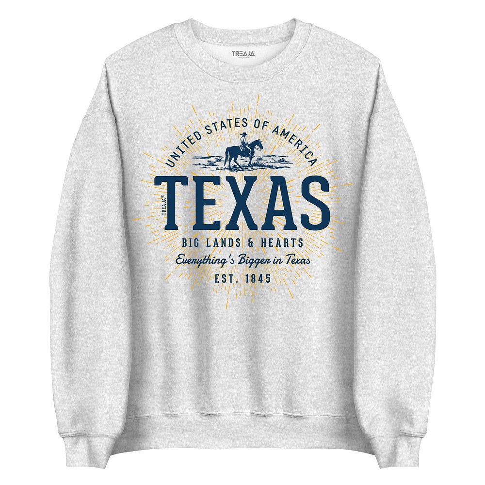 Vintage-inspired Texas crew neck sweatshirt featuring retro state design in classic neutral colors