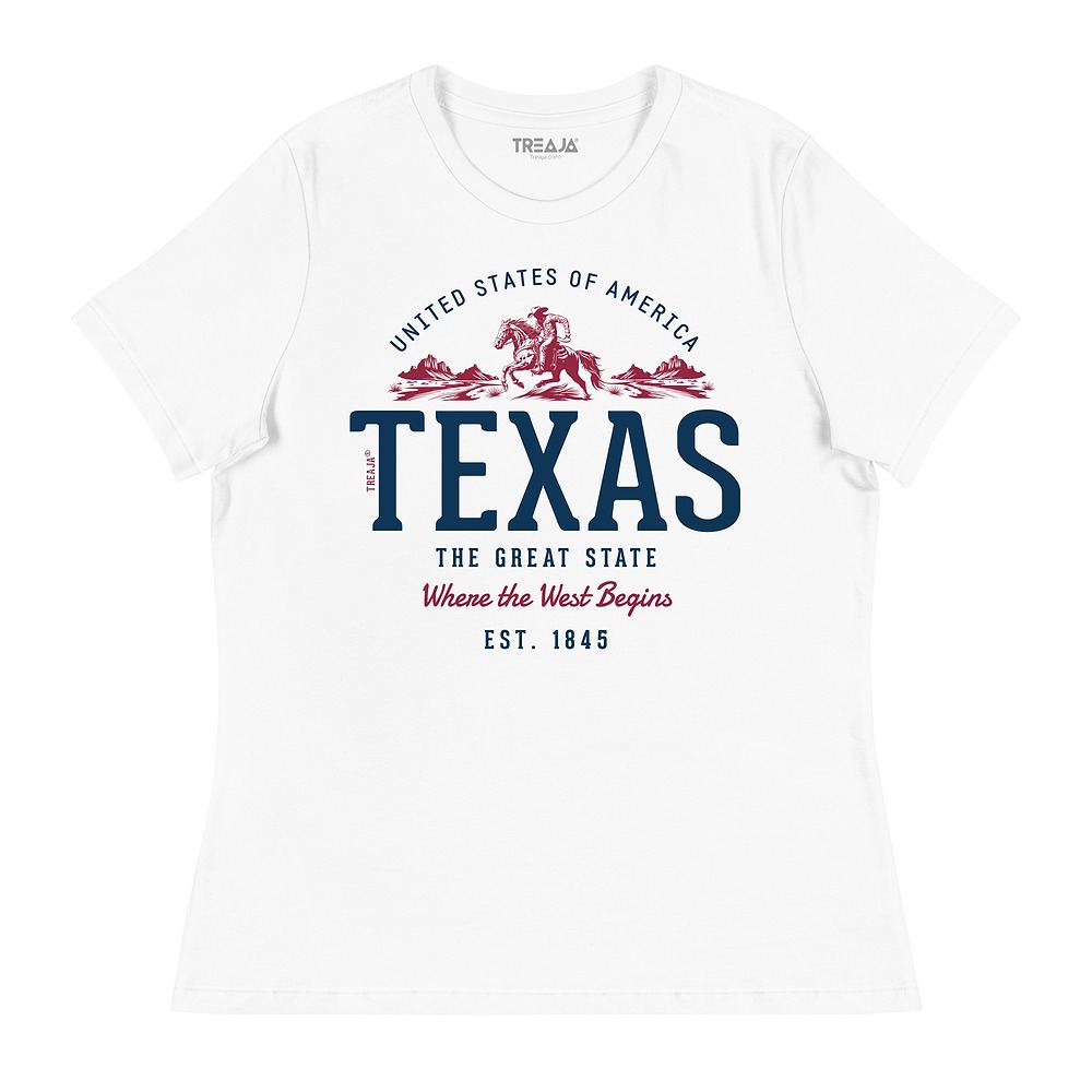 Women's relaxed fit t-shirt featuring retro Texas state design with vintage-inspired graphics and typography