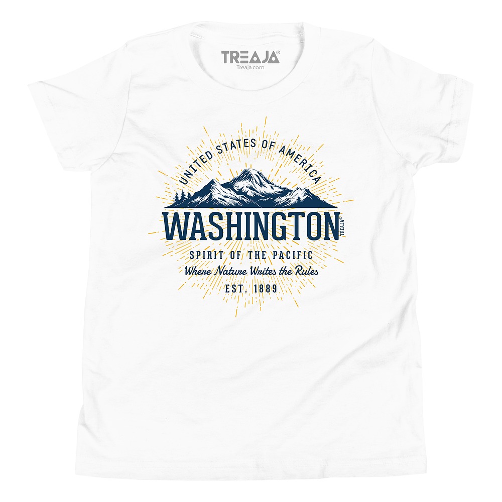 Youth t-shirt featuring vintage-inspired Washington state retro design in classic crew neck style