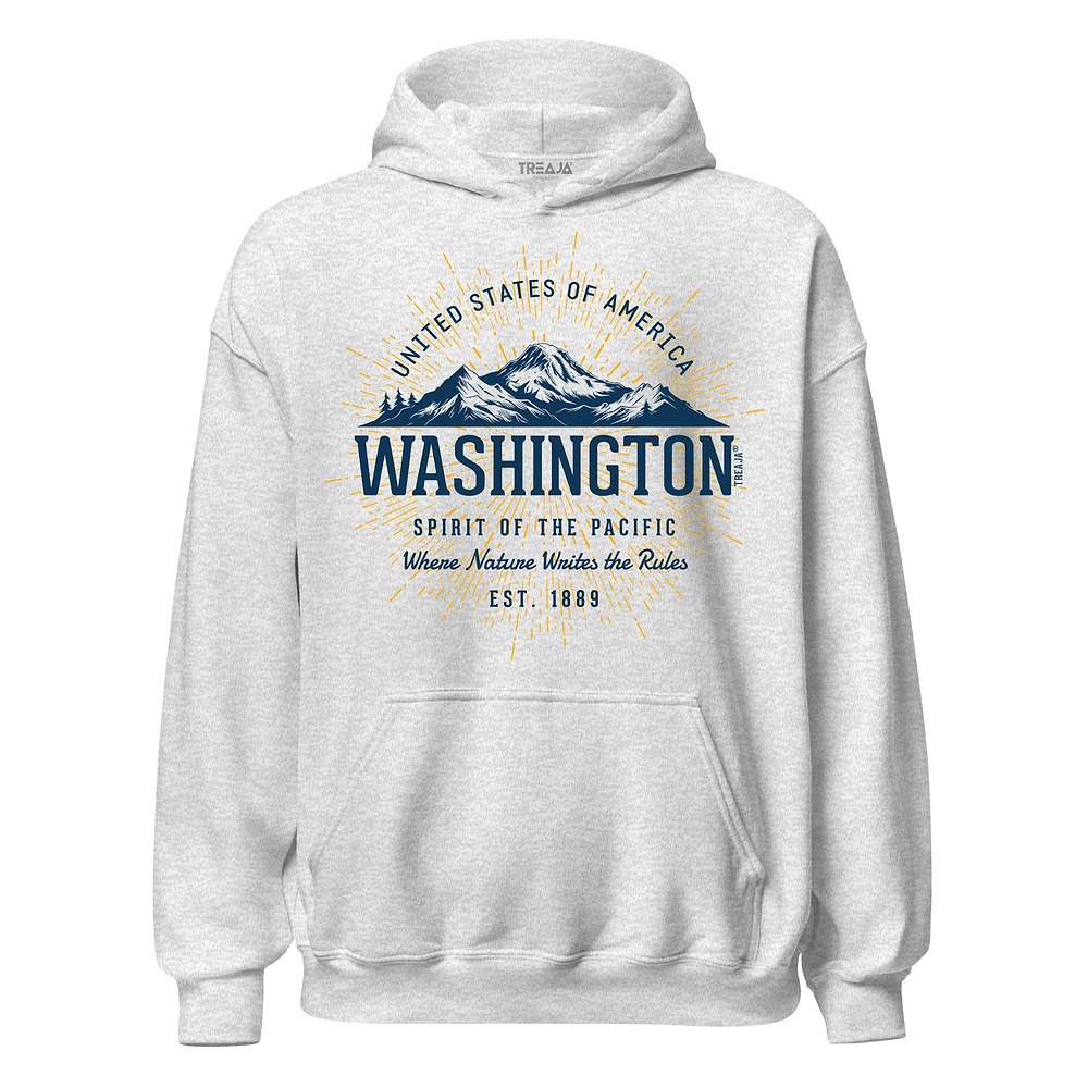 Vintage-inspired retro Washington state design displayed on comfortable pullover hoodie with kangaroo pocket