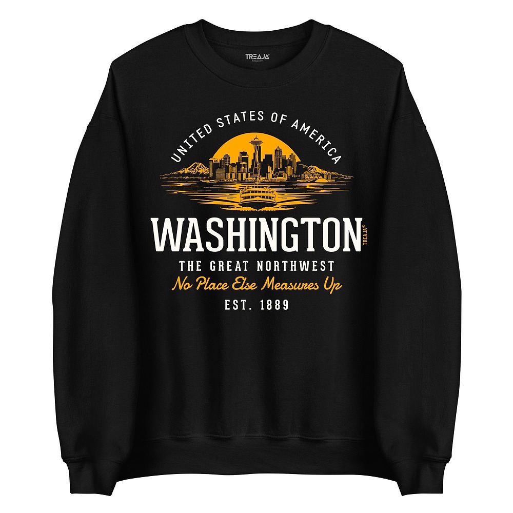 Vintage-style Washington State crewneck sweatshirt with retro Pacific Northwest design on soft cotton-polyester fabric