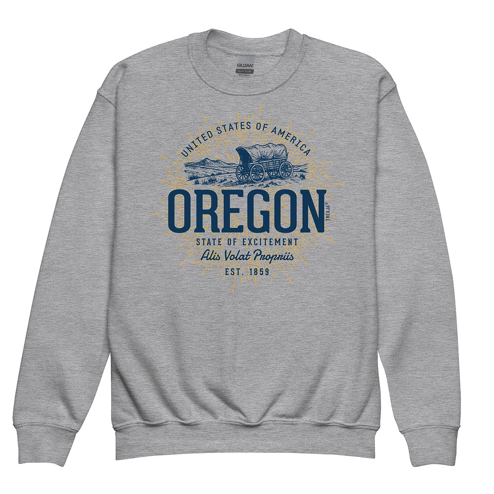 Vintage-style Oregon youth sweatshirt featuring retro design in premium cotton-polyester fleece