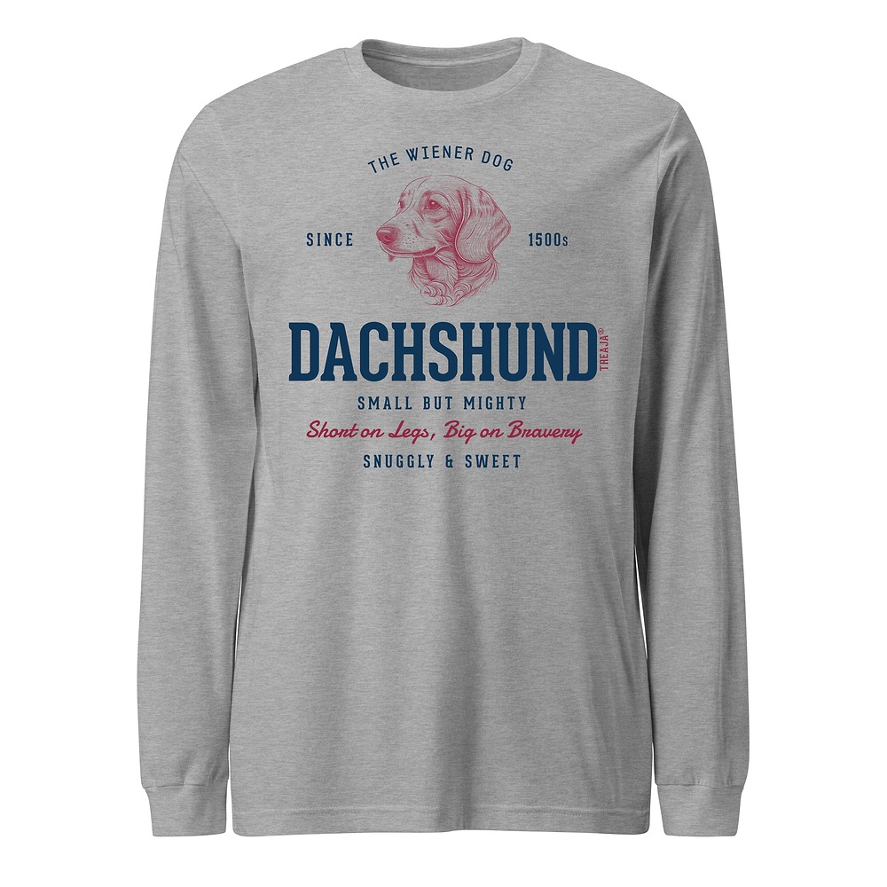 Vintage-style dachshund long sleeve shirt with retro wiener dog design on soft cotton fabric