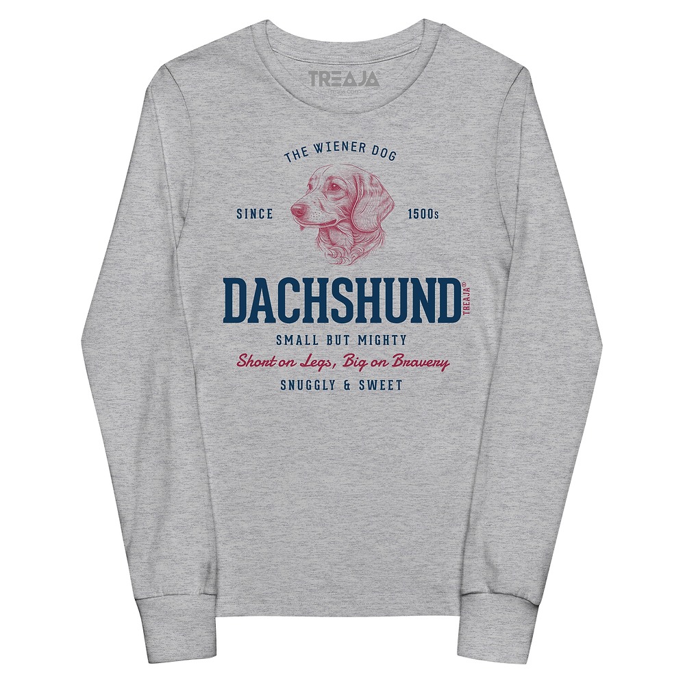 Youth long sleeve shirt featuring vintage-style Dachshund wiener dog illustration in retro design