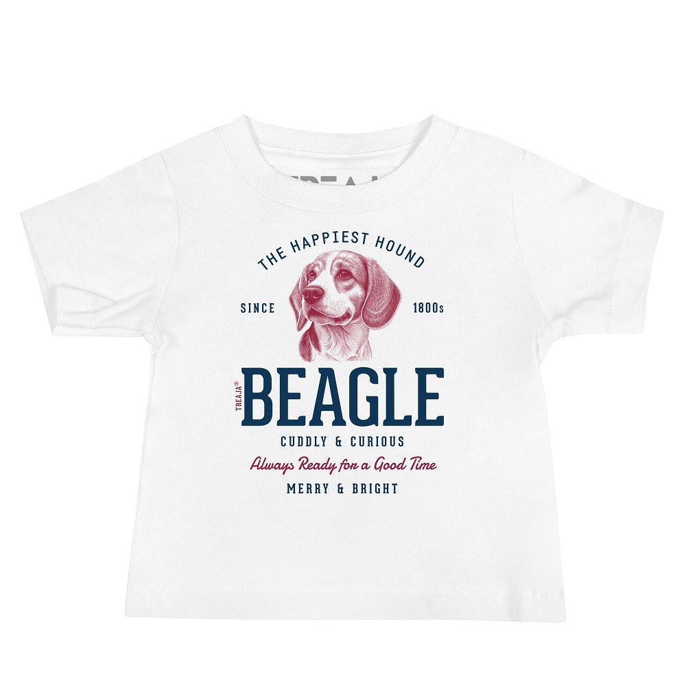 Vintage-style infant t-shirt featuring retro beagle hound dog artwork in classic design