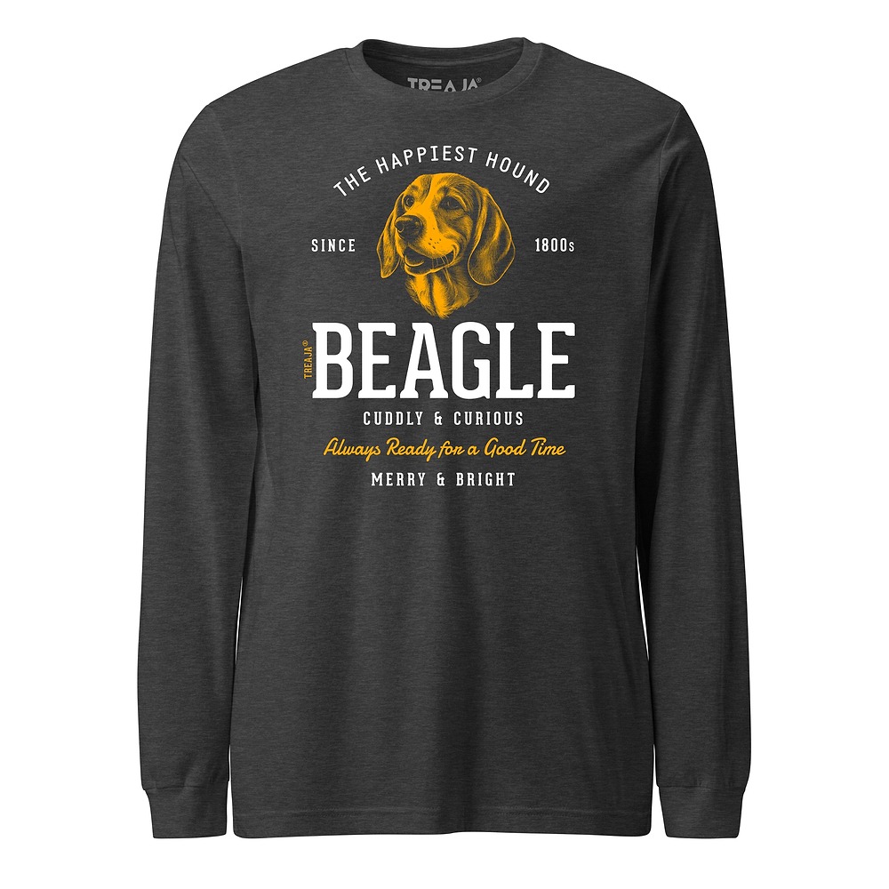 Unisex long sleeve shirt displaying vintage-style beagle dog artwork with retro design elements