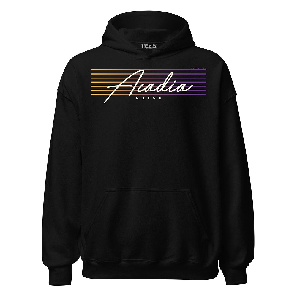 Acadia National Park unisex hoodie with retro script lettering of the park name