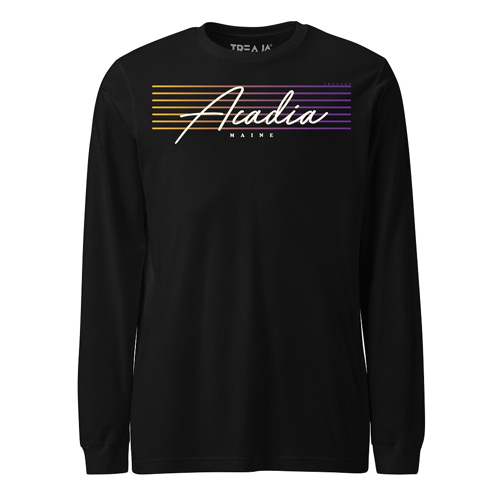 Acadia National Park unisex long sleeve with retro script lettering