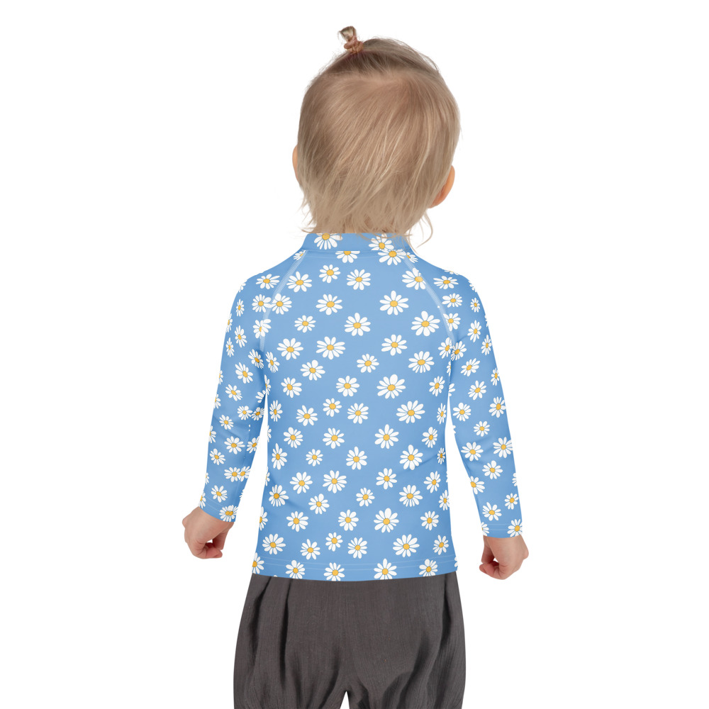 Kids Daisy Rash Guard - Cute Baby Blue Floral Sun Protection - Treaja.com