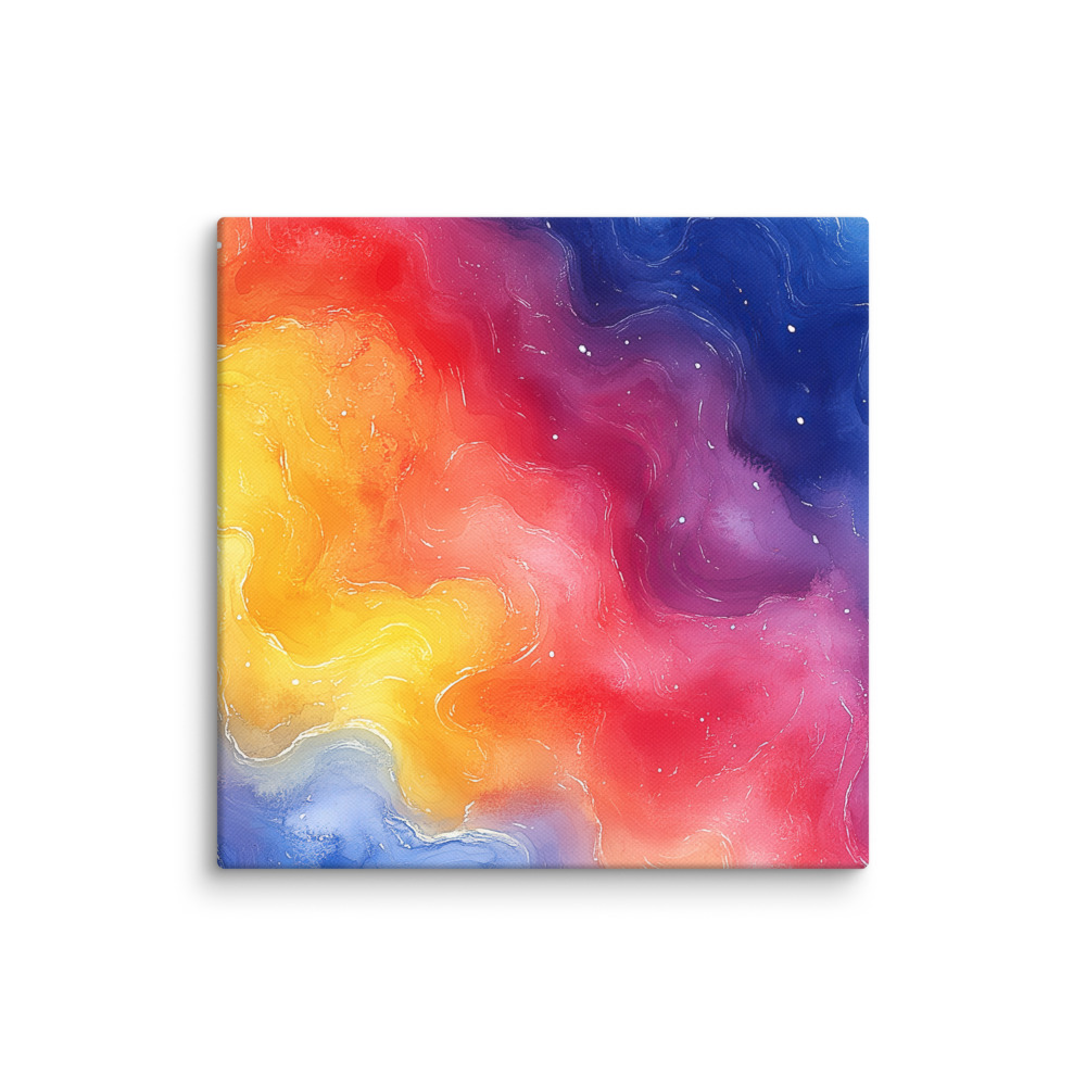 Rainbow Galaxy Gradient stretched canvas featuring vibrant watercolor celestial design with flowing cosmic colors