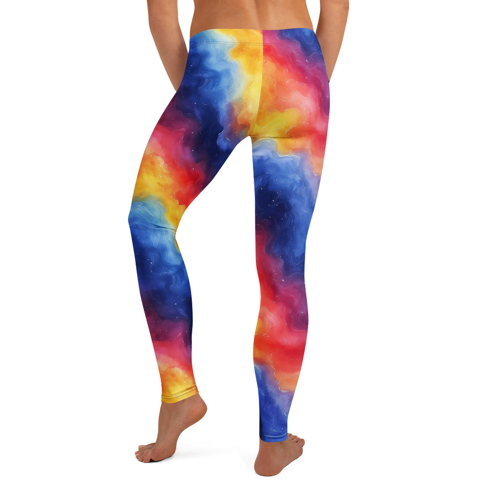 Rainbow Galaxy Gradient leggings showing watercolor gradient celestial design with flowing rainbow colors
