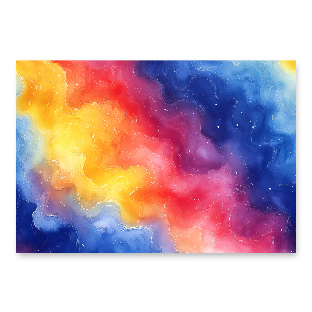Rainbow Galaxy Gradient wrapping paper sheets with watercolor cosmic design featuring vibrant rainbow colors and celestial patterns