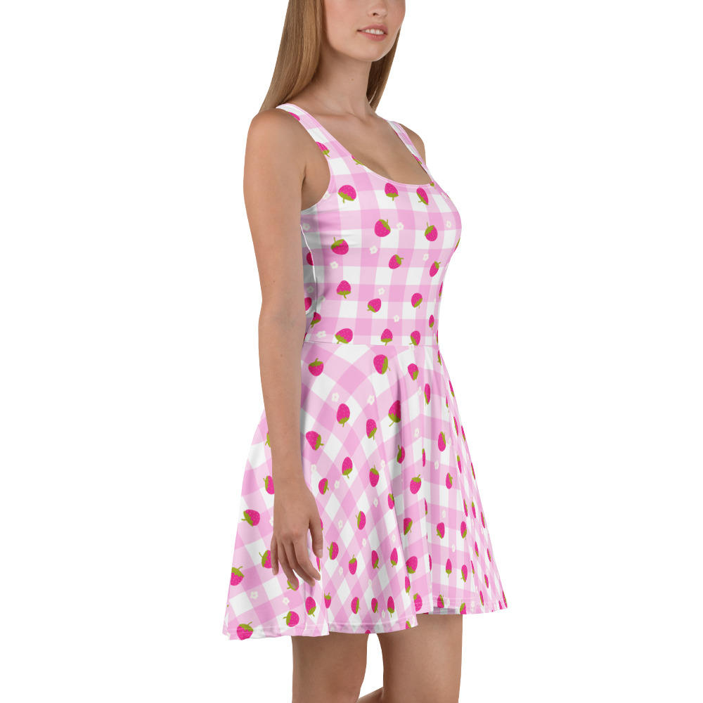 pink and white skater dress Women's Skater Dress Pink white polka dress