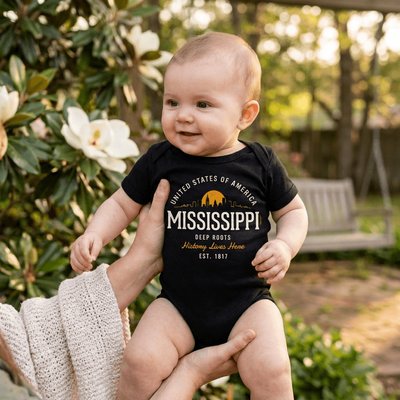 Mississippi Baby Bodysuit Retro Travel Souvenir by Treaja®