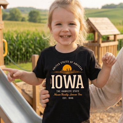 Iowa Toddler Tee Vintage-Style Souvenir by Treaja®
