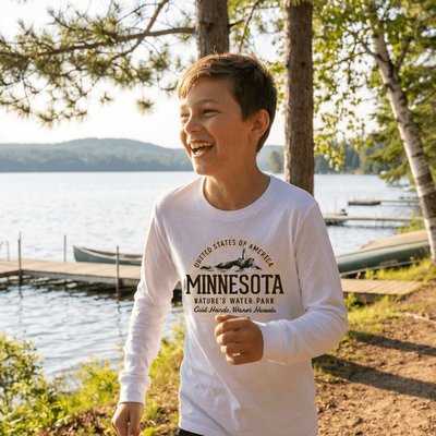 Minnesota Youth Long Sleeve Tee Retro Souvenir by Treaja®
