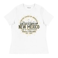 Women's relaxed t-shirt featuring vintage-inspired New Mexico retro design in desert Southwest styling