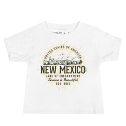 Soft cotton baby t-shirt displaying retro New Mexico state design with vintage-inspired graphics