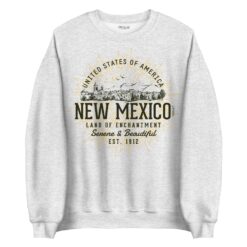Vintage-inspired New Mexico crew neck sweatshirt with retro Southwest styling in neutral colors