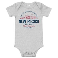 Soft cotton baby bodysuit featuring retro New Mexico State artwork with vintage-inspired southwestern design elements