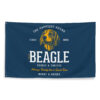Vintage-style decorative wall flag featuring retro Beagle dog artwork with reinforced grommets for hanging