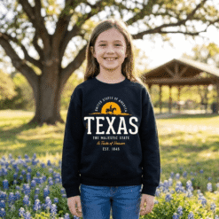 Texas Vintage-Style Kids Sweatshirt Souvenir by Treaja® - Lifestyle Youth Sweatshirt Black